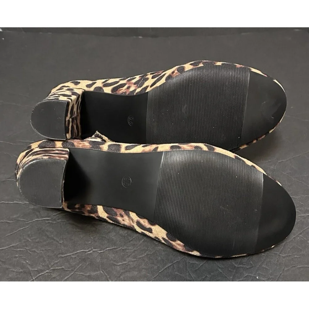 Maiernisi Jessi Leopard Print Dress Shoes Heels Bow Detail Block Heel  Size 9.5